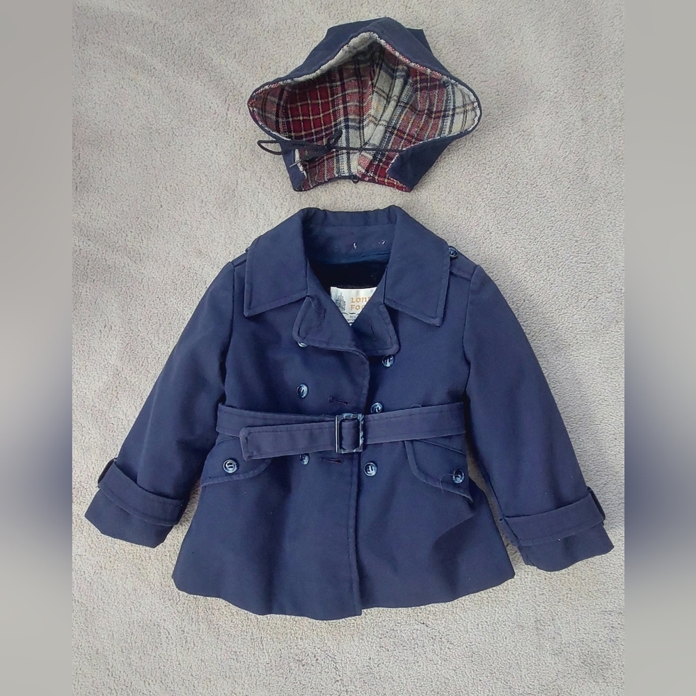 Vintage London Fog Toddlers Trench Coat, Navy Blue